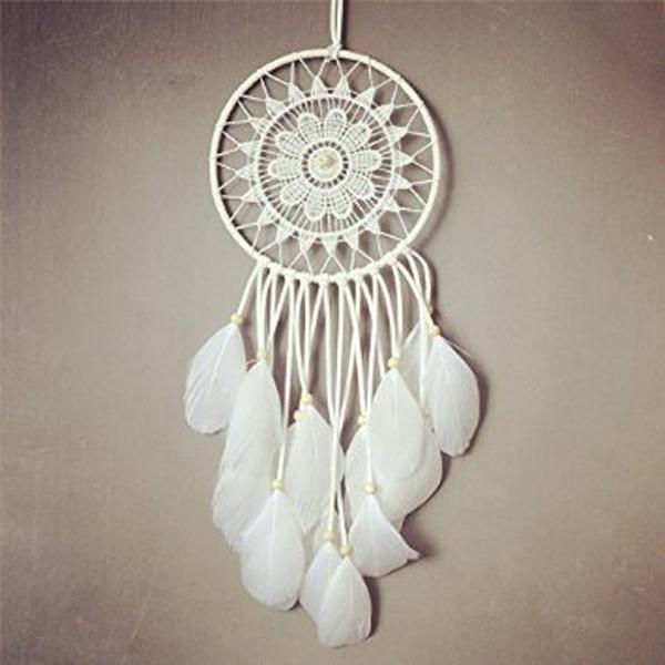 White Rose and Gold Glitter Dream Catcher