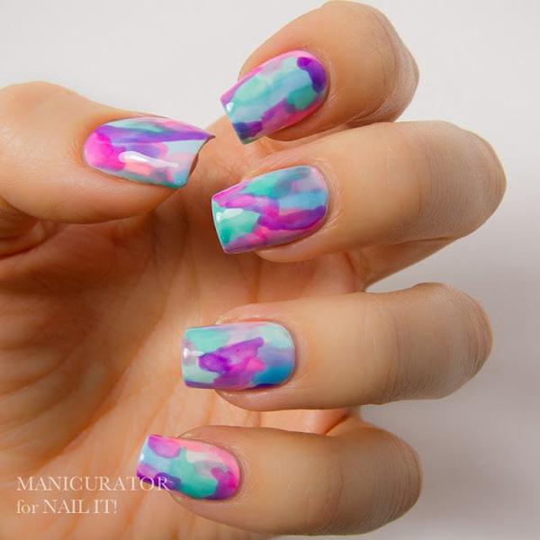 Aquarell Wasser Marmor Nail Art-12