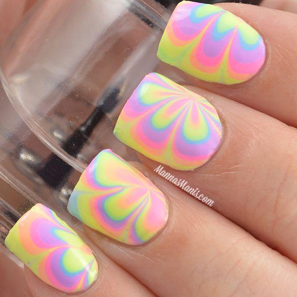 Blütenblatt Wasser Marmor Nail Art-13