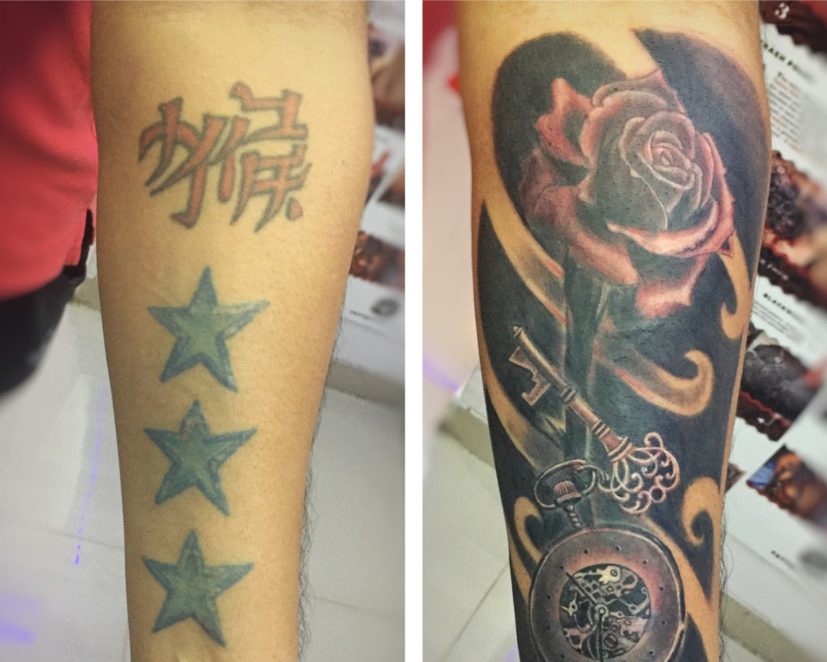 Kein Ragrets Tattoo, kein Reue Tattoo, Tattoo Reue, Stammestattoos, asiatisches Charakter Tattoo, Namenstattoo, Sterntattoos