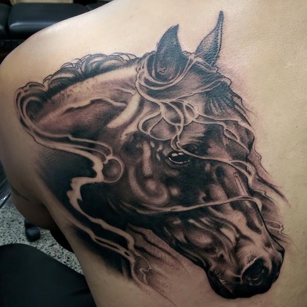 tetování koně na zádech