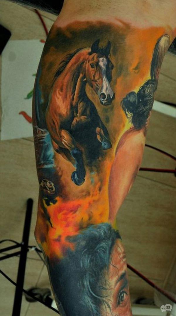 3D tetování koně na rukávu