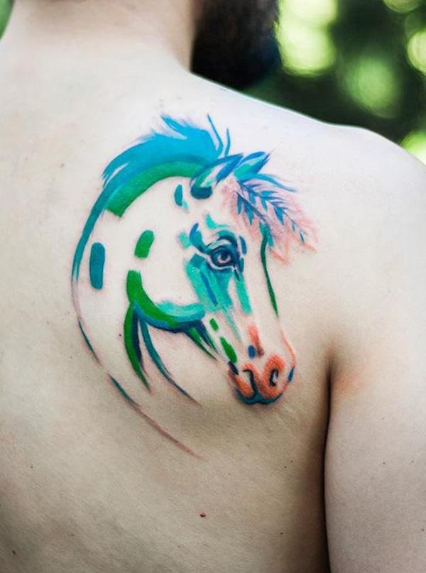 akvarel koně tetování