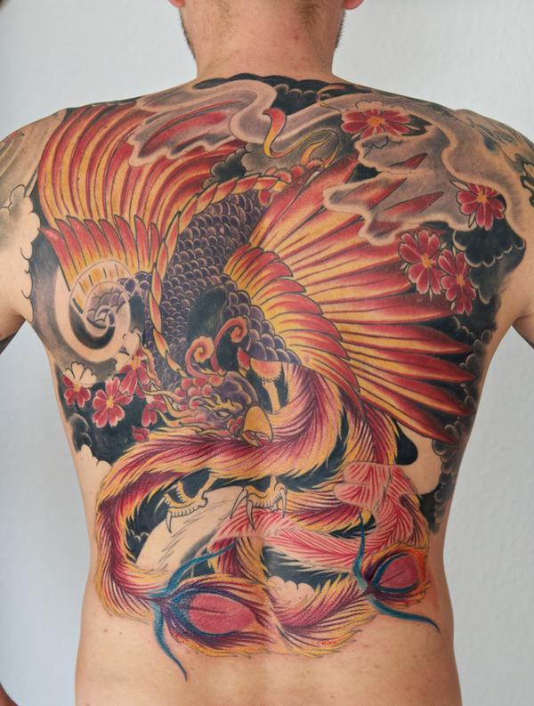 Japanischer Phönix-Tattoo mit großem Rücken für Männer