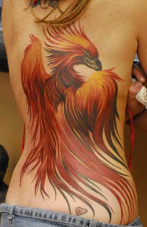 Glowing Phoenix Fullback Tattoo für Frauen