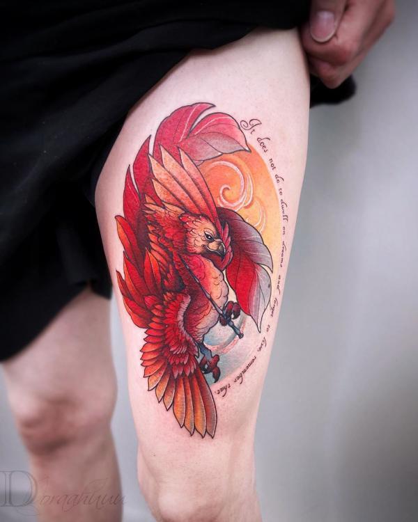 Pheonix Tattoo inspiriert von Fawkes aus Harry Potter