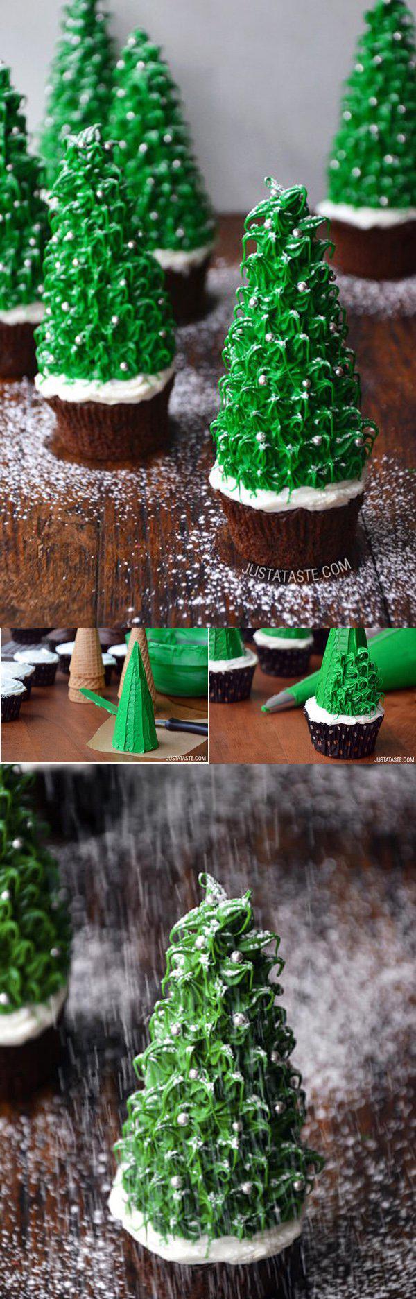 Weihnachtsbaum-Cupcakes