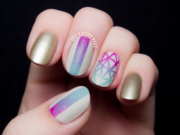 Geometric Gradient Nail Art