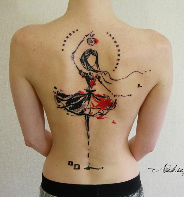 abstraktní taneční dívka tetování