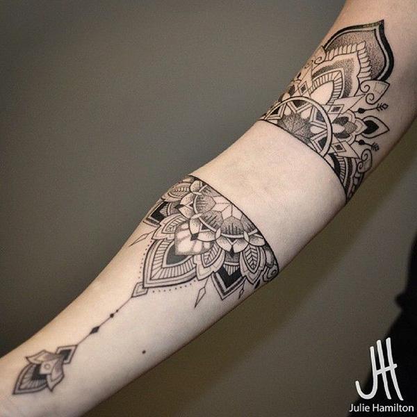 Bezaubernde indische Mandala-Tinte am Arm für Frauen