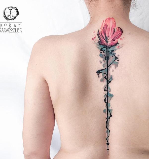 Aquarell-Wirbelsäule-Tattoo-41