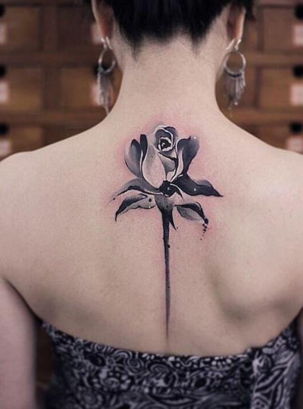 Rose Wirbelsäule Tattoo-28