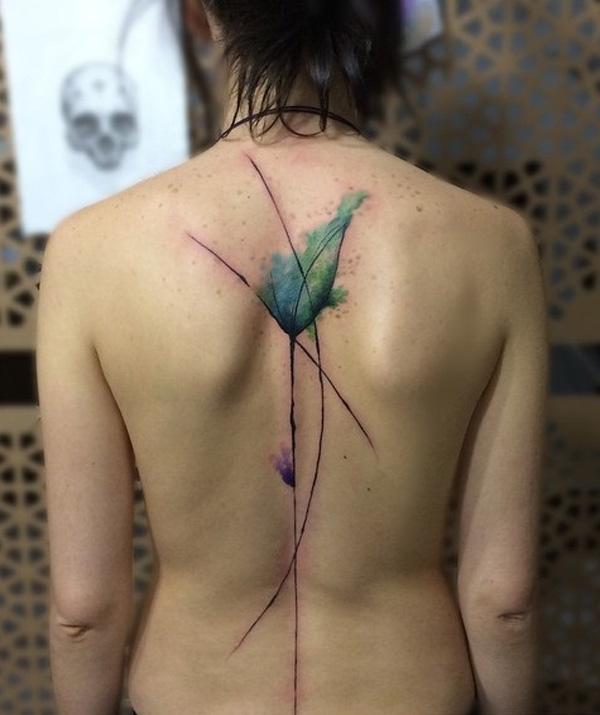 Akvarel páteř tetování-9