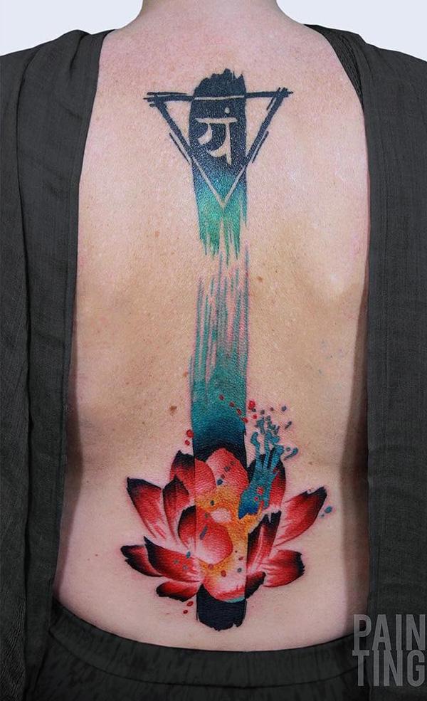 Lotus Wirbelsäule Tattoo-8