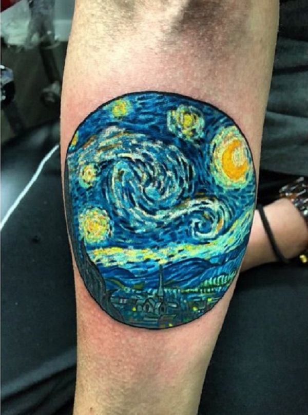 Vincent Van Gogh Tattoos Ein weiteres Starry Night Tattoo mit Cypress and the City im Café