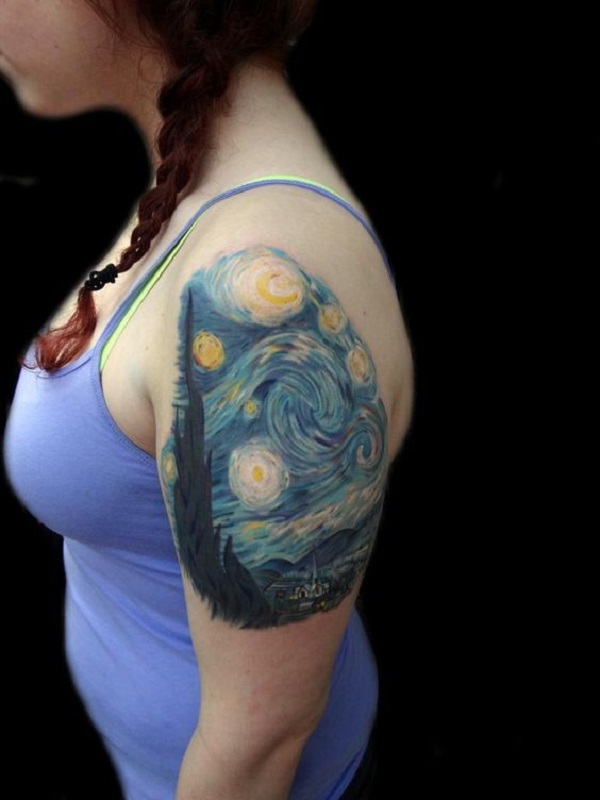 vincent van gogh tetování Starry Night Sleeve Tattoo pro ženy