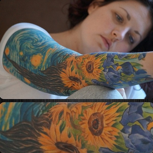 Vincent van Gogh Tattoos Sonnenblumen in der Sternennacht