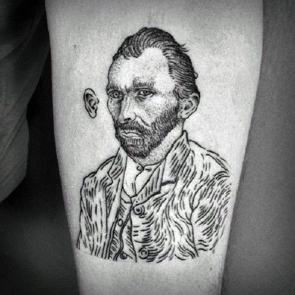 Vincent van Gogh Tattoos Skizziert Van Goghs Tattoo mit entferntem Ohr