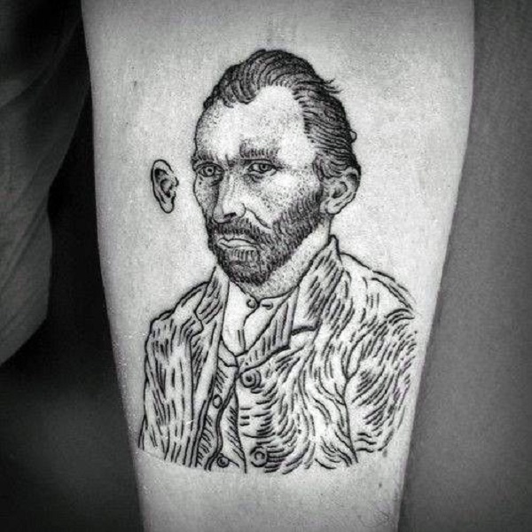 tetování Vincenta van Gogha Načrtnuté Van Goghovo tetování s odstraněným uchem