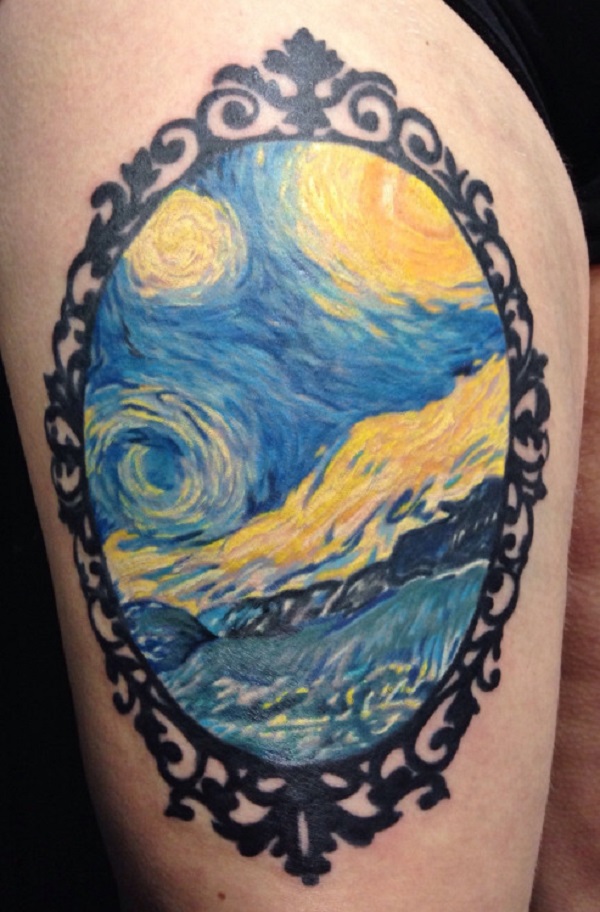 Vincent van Gogh tetuje hvězdnou noc v zrcadle