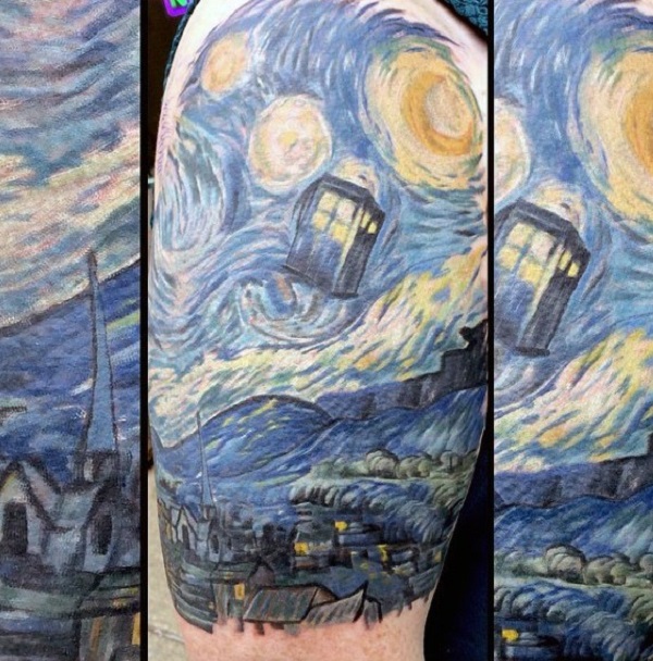 vincent van gogh tetování The Starry Night top Sleeve Tattoo