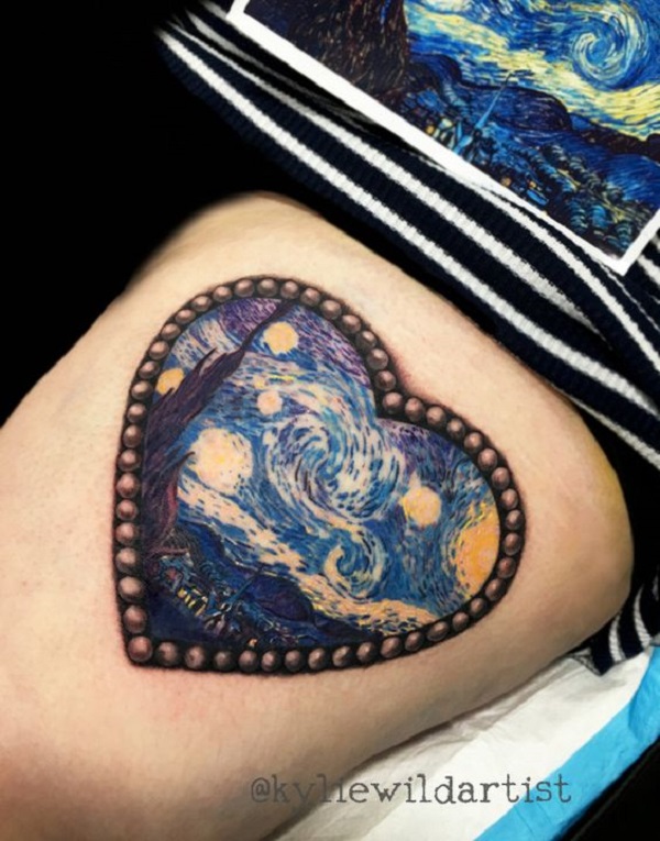 Vincent van Gogh Tattoos Sternennacht in einem Herzen
