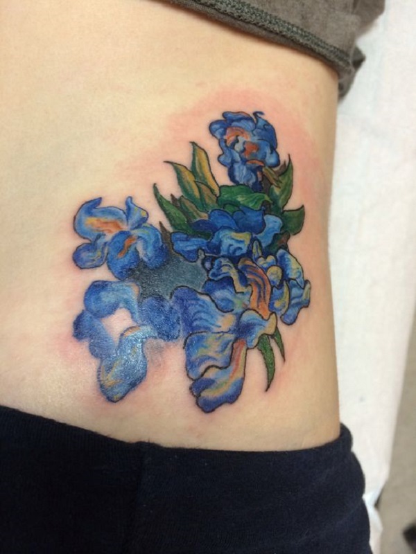 vincent van gogh tetování Irises Tattoo on Rib