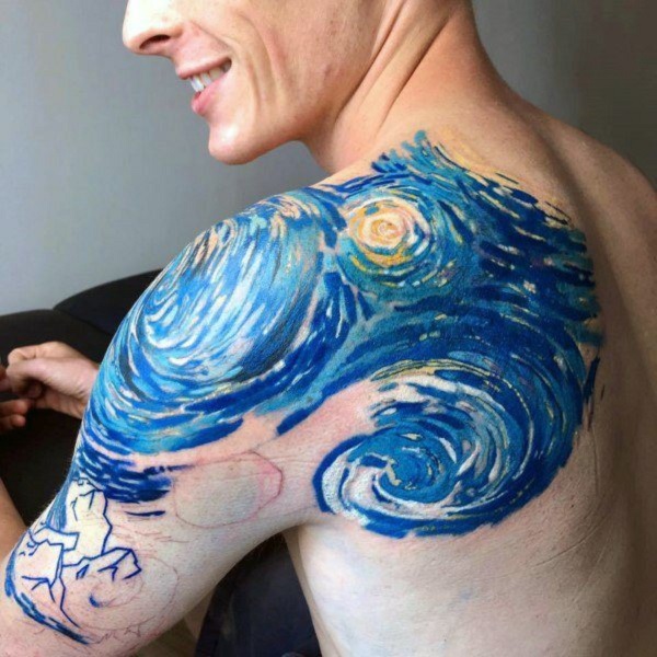 tetování Vincenta van Gogha A Deep Starry Night Tattoo