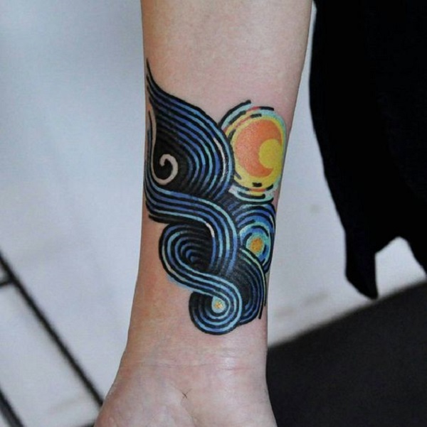 فنسنت فان جوخ تاتو The Starry Night Tattoo المفصل