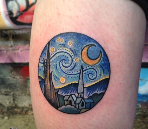 Vincent van Gogh tetování City Meets the Starry Night