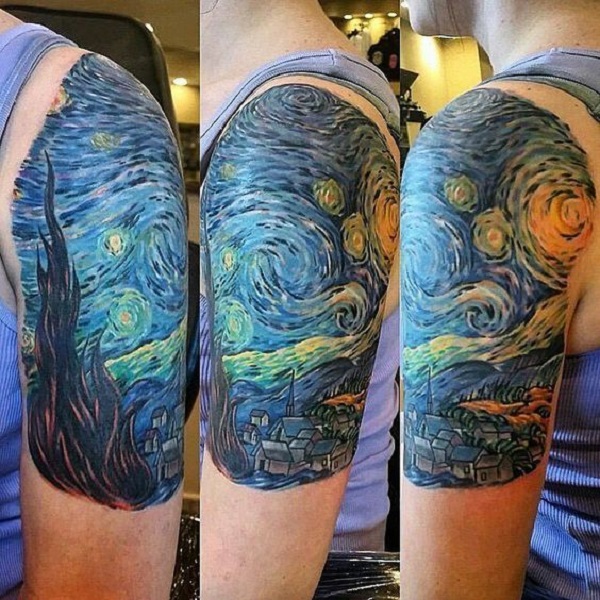 Vincent van Gogh Tattoos The Starry Night Oberarm