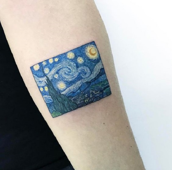 وشم فنسنت فان جوخ The Starry Night on Inner Arm