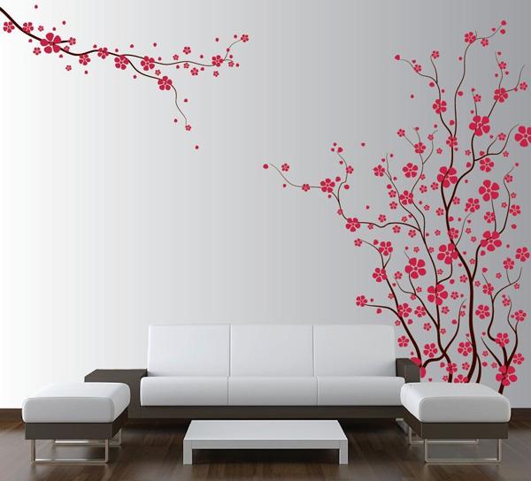 Große Wand-Baum-Kinderzimmer-Aufkleber Japanische Magnolie Kirschblüte Blumen Zweig