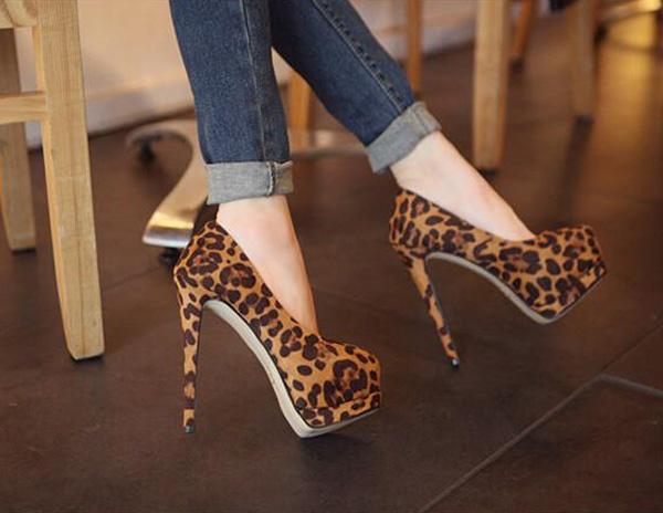 Fashion Women Girl Shoes Women High Heel Pumps High Leopard Heel Shoes