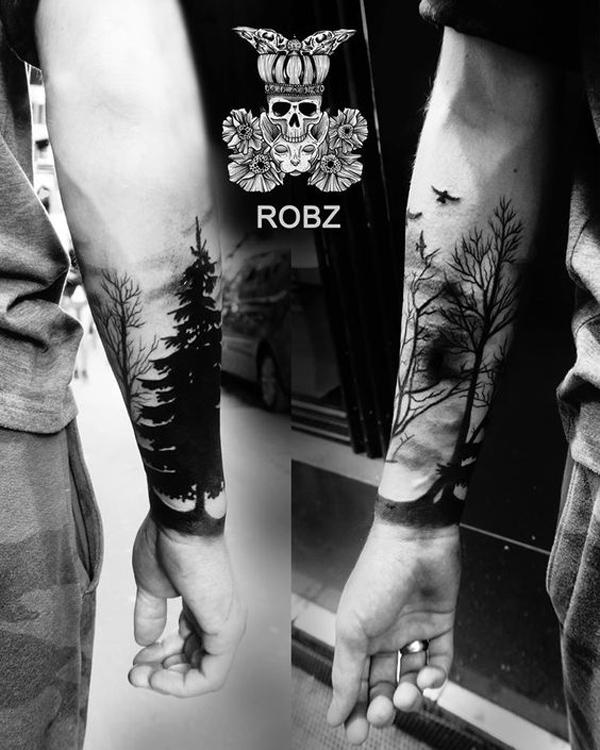 les s tetováním ptáků na předloktí pro muže-41