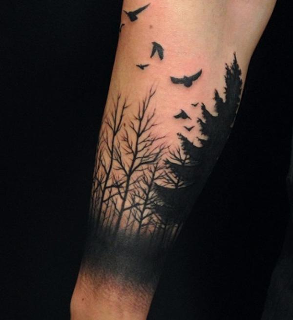 Wald und Vögel Tattoo-17