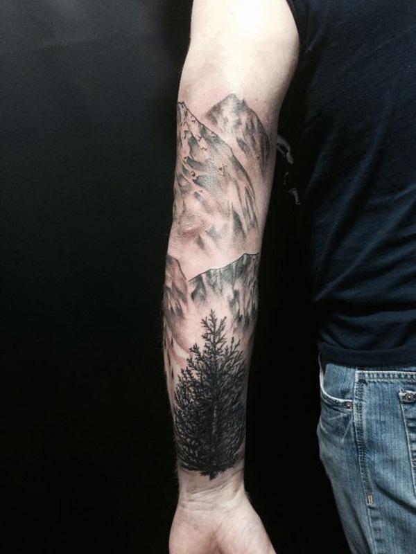 Wald und Berg Ärmel Tattoo-32