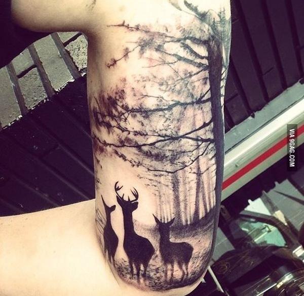 Wald und Hirsch Tattoo-29