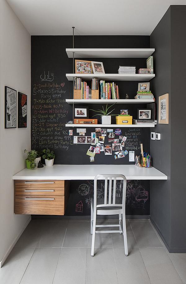 Small-home-office-idea-with-chalkboard-Walls