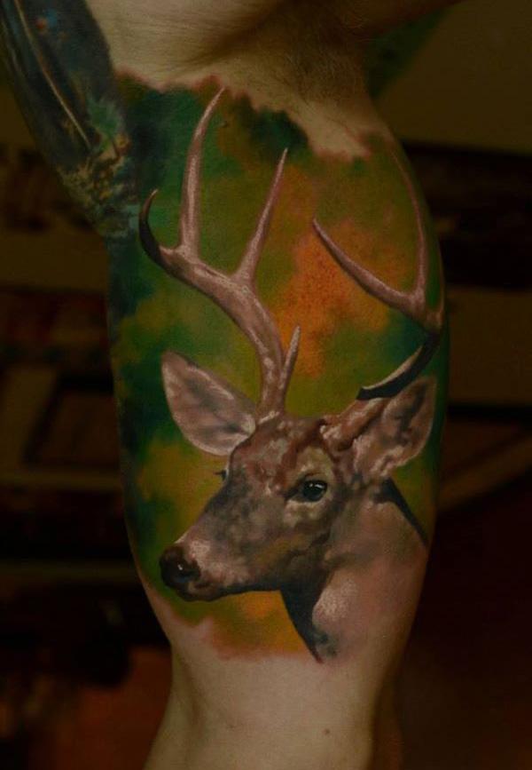 Fotorealistické tetování jelena