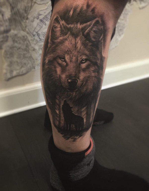Wolf Kalb Tattoo-7
