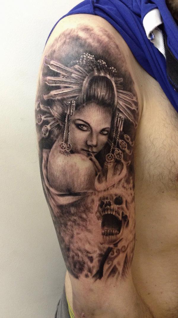 Geisha Skull Tattoo