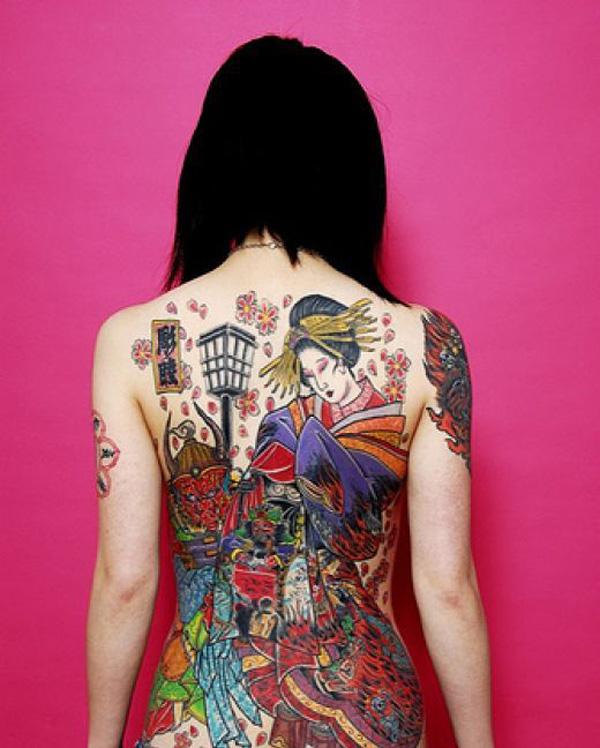 Traditionelle japanische Geisha Tattoo