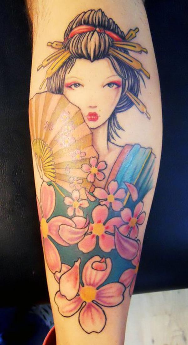 Geisha Portrait Ärmel Tattoo