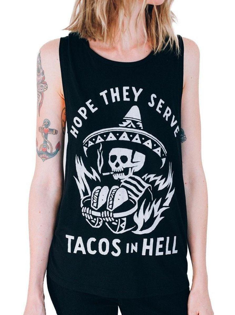Ich hoffe, sie dienen Tacos in Hell Muscle Tee von Pyknic