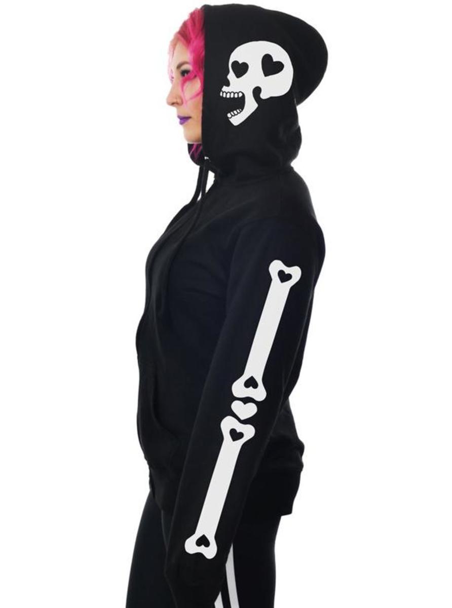 Heart Bones Hoodie mit Reißverschluss von Too Fast