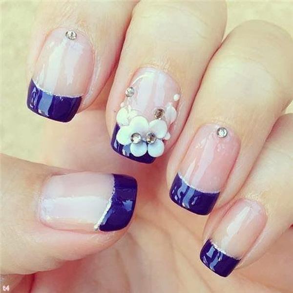 Blaues französisches Nageldesign-29