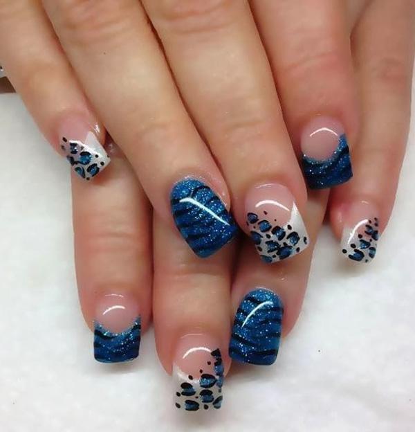 Modrý leopardí nail art-2