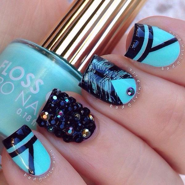 Cool blue nail art-27