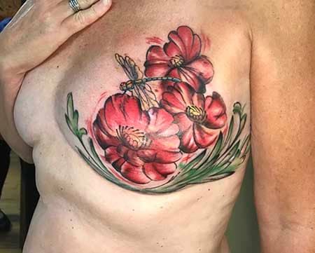 Tattoo, Tätowierer, Tattoo-Design, Tattoo-Inspiration, Tattoo-Idee, Brustkrebs, Mastektomie-Tattoo, eingefärbt, inkedmag